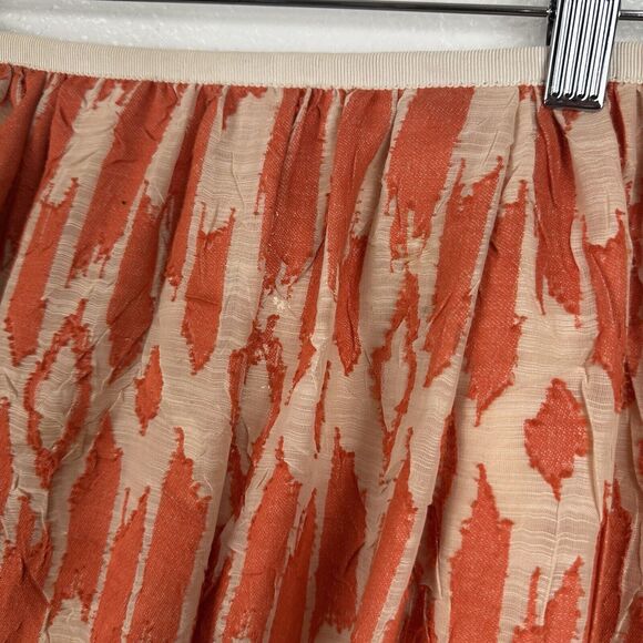 J. Crew Skirt Women Size 6 Orange Ikat Pleated A-Line Preppy Twee Dainty - Picture 4 of 9